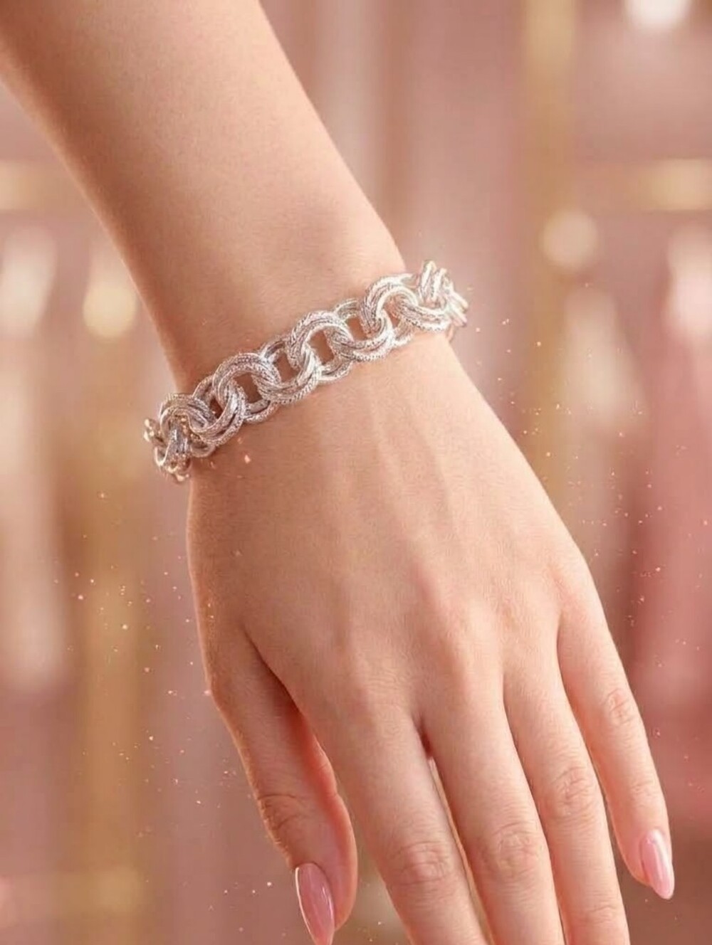 Silver Plated Twisted Rope Link Bracelet - Women's Jewelry 8"